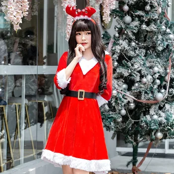  Naujas Mados Suknelė 2020 Naujas Ponios Cosplay Kostiumų Kalėdų Santa Claus Etape Parodyti Drabužius, Seksuali Raudonos spalvos Suknelė su Diržo Rinkiniai Moterims