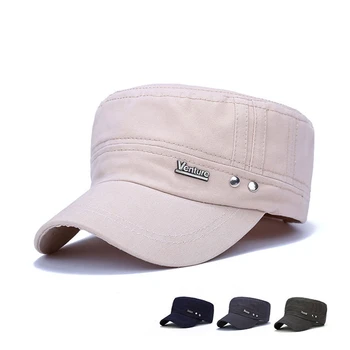  Naujas unisex Rizikos mažas standartinis plauti flat top karinės skrybėlę atsitiktinis medvilnės kareivis kaubojus karinės skrybėlę reguliuojamas elastinga skrybėlę