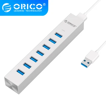  ORICO 7-Port Aliuminio Lydinio USB3.0 Splitter 5Gbps, Didelės Spartos duomenų Perdavimo Kompiuterių 