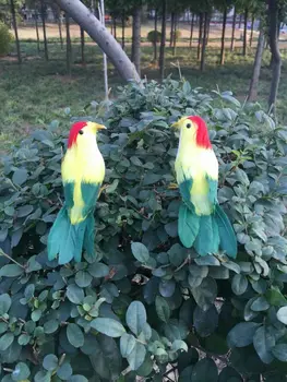  pora mini modeliavimo geltona&žalias paukštis žaislai polietileno & kailiai, mažų paukščių modeliai dovana, apie 12cm 1366