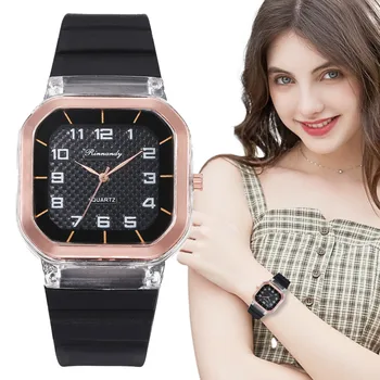  Prabangių Mados Aikštė Moterų Laikrodžiai Prekės Numeris Dial Ponios Kvarciniai Laikrodžiai Laisvalaikio sport Stiliaus Moteris Silikoninis Laikrodis