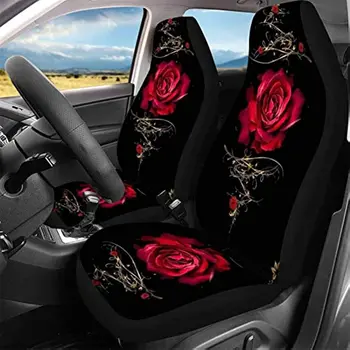  Senovinių Rožių Gėlių Raudona Modelio Automobilių Sėdynės Padengti Minkštos Ruožas Sėdynės Pagalvėlės Raštas, Auto Aksesuarai Moterims, Priekiniai Jūros