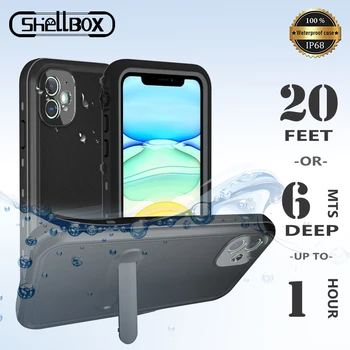  Shellbox Vandeniui Atveju iPhone, 11 Pro Max Aišku 360 Visas Raštas Plaukimo Atvejų 