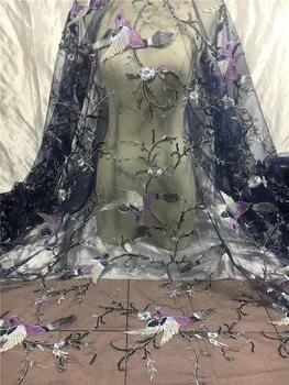 Spalvingų karoliukų audinio su išsiuvinėtu gėlių JRB-102817 Nėrinių Audinio Nigerijos Šalies Suknelė ar vestuvinė suknelė