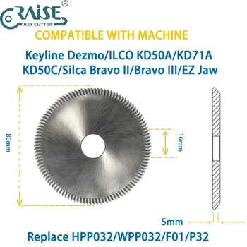  Spynų Įrankiai, Pjovimo Frezavimo 80x5x16 yra f01/P. 32 Suderinama Su pagrindiniais Mašina Keyline Dezmo/ILCO KD50A/KD71A KD50C/Silca Bravo III