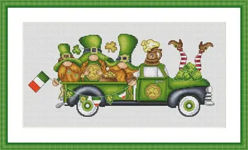  St. Patrick ' s Day sunkvežimių nykštukai 41-24 Kryželiu Rinkinys Paketai Skaičiuojami Kryžminio Susiuvimo Komplektai Cross stich unPainting Rinkinys