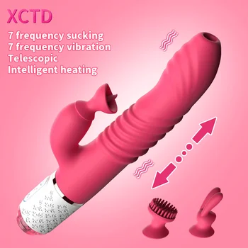  Teleskopinis Dildo Vibratorius Moterims Liežuviu išlaižyti Šildymo Vibratorius Veržlus Klitorio Gyvis Moterų Masturbator Sekso Žaislai Moterims