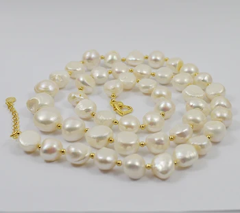  Terisa Pearljewelry Baroko Perlas Karoliai Balta Originali Gėlavandenių Perlų Papuošalai 11-13mm Milžiniškus Perlai Moterims, Dovana