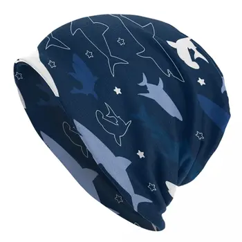  Unisex Atsitiktinis Skrybėlę Karinio Jūrų Laivyno Ryklys Iliustracija Bžūp Žiemą Šiltas Beanies Suaugusiųjų Hip-Hop Variklio Dangčio Skrybėlę
