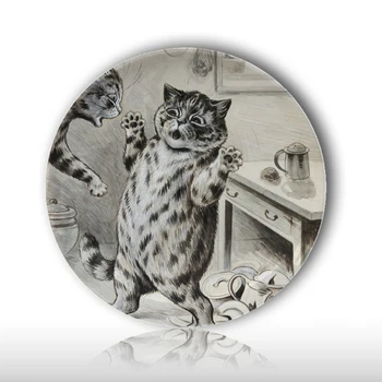  Viktorijos laikų iliustratorius iš anthropomorphic katės dekoratyvinės plokštės Louis Wain dizaino modelis darbalaukio puošmena plokštės 8 colių