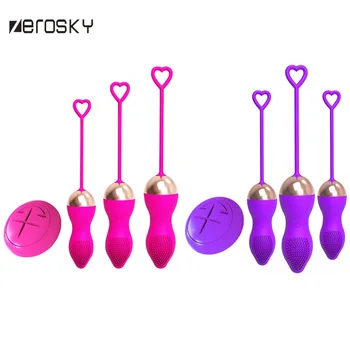  Zerosky Vibratorius Kegel Kamuolys Vibruojantis Kiaušinis Belaidžio Nuotolinio Valdymo Sekso Žaislai Moterims Naudotis Makšties USB Įkrovimo