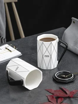  Šiaurės ins puodelis su dangteliu šaukštas kūrybos kavos keramikinis puodelis pora dovanų dėžutėje klientų dovana tendencija puodelio vandens