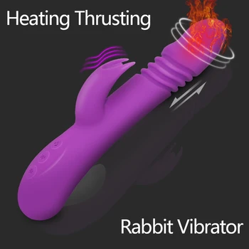  Šildymo Veržlus Rabbit Vibratorius atsparus Vandeniui Sukasi Dildo Vibratorius G Spot-Klitorio Stimuliatorius Suaugusiųjų Sekso Žaislai Moteris