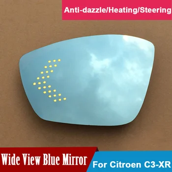  šoninės durys galinio vaizdo veidrodėliai su Multi-spindulys mėlyna platus led posūkio signalo rodyklių šilumos defog už Citroen C3-XR 2015-2017