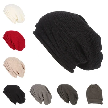  Žiemos Baggy Slouchy Kepuraitė Multi Dryžuotas Skrybėlės Vilnos Megzti Šilta Kepurė Vyrams, Moterims