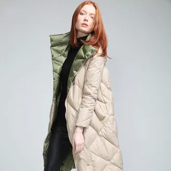  Žiemos Striukė 2020 M. Moterų Ilgi Puffer Coat Meškėnas Kailių Apykaklės Ančių Pūkų Paltai Veste Femme YL9222 KJ4950